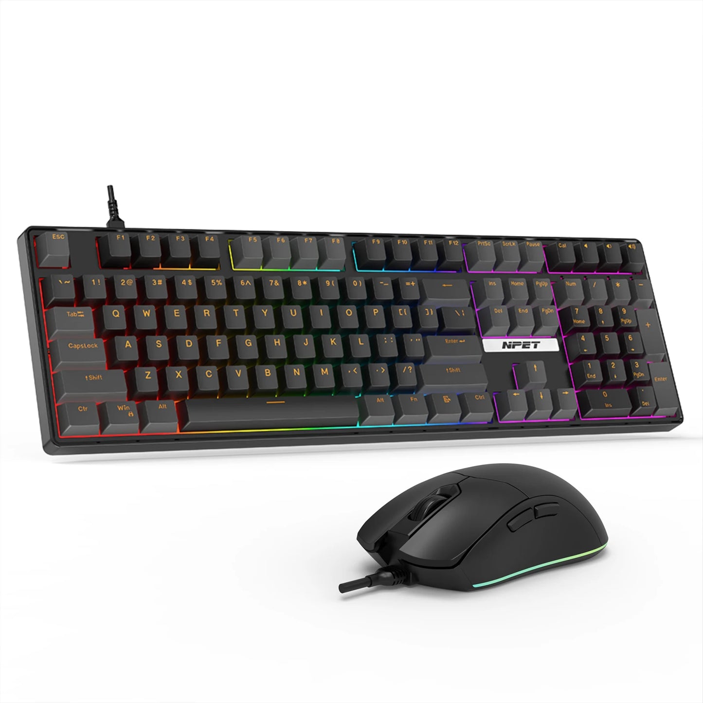 NPET 87 Keys RGB Mechanical Keyboard, Wired 20+ Backlit Modes, Ergonomic Hot Swappable Design, Suitable For Gaming And Office