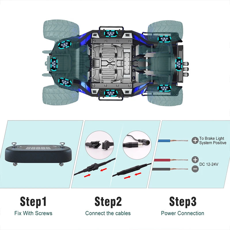 RGB Rock Lights for Cars & Trucks – Bluetooth Control, Waterproof Off-Road LED Underglow Kit