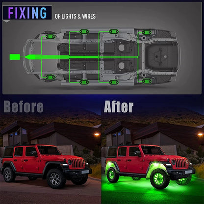 RGB Rock Lights for Cars & Trucks – Bluetooth Control, Waterproof Off-Road LED Underglow Kit