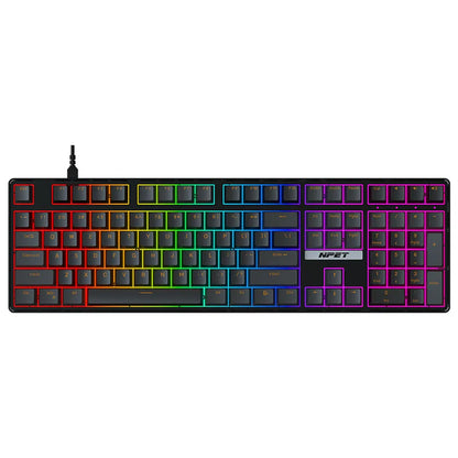 NPET 87 Keys RGB Mechanical Keyboard, Wired 20+ Backlit Modes, Ergonomic Hot Swappable Design, Suitable For Gaming And Office