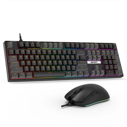 NPET 87 Keys RGB Mechanical Keyboard, Wired 20+ Backlit Modes, Ergonomic Hot Swappable Design, Suitable For Gaming And Office