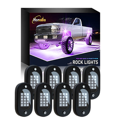 RGB Rock Lights for Cars & Trucks – Bluetooth Control, Waterproof Off-Road LED Underglow Kit