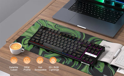 NPET 87 Keys RGB Mechanical Keyboard, Wired 20+ Backlit Modes, Ergonomic Hot Swappable Design, Suitable For Gaming And Office