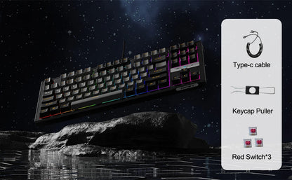 NPET 87 Keys RGB Mechanical Keyboard, Wired 20+ Backlit Modes, Ergonomic Hot Swappable Design, Suitable For Gaming And Office